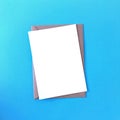 Simple Blank Postcard Mockup on Blue Background