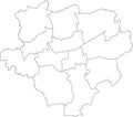 Blank white map of districts of Dortmund, Germany