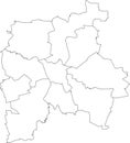 Blank white map of districts of Leipzig, Germany Royalty Free Stock Photo