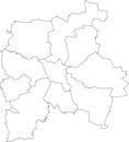 Blank white map of districts of Leipzig, Germany