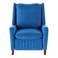 Simple blue armchair isolated. Front view. 3d Royalty Free Stock Photo