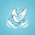 Simple blue bird logo design, generative AI. Royalty Free Stock Photo