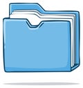 Simple Blue Cartoon Folder with Documents Inside Royalty Free Stock Photo