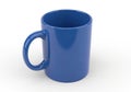A simple blue ceramic mug with a curved handle presented isolated on white background Royalty Free Stock Photo