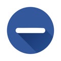 Simple blue circle icon with a white horizontal minus symbol and shadow Royalty Free Stock Photo