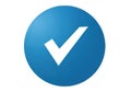 Simple blue circle with a white check mark symbol representing approval or completion Royalty Free Stock Photo