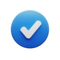A simple blue circle with a white checkmark symbol isolated on white background Royalty Free Stock Photo