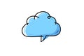 Simple blue cloud shape speech bubble with black outline and white background Royalty Free Stock Photo