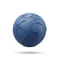 Simple Blue 3D Earth Globe World Map Digital Render Graphic Design Model Image Ocean Planet Global Royalty Free Stock Photo