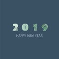Simple Blue, Dark Grey and Green New Year Card, Cover or Background Design Template - 2019 Royalty Free Stock Photo