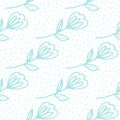 SImple blue flower seamless pattern in doodle style on white background. Cute floral endless wallpaper Royalty Free Stock Photo