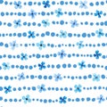 Simple Blue Flowers And Spots Seamless Pattern