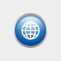 Simple Blue Internet and Website Glossy Icon Design Royalty Free Stock Photo