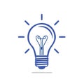 Simple Blue Lightbulb Illustration Symbolizing Ideas Innovation and Conceptual Thinking on White Royalty Free Stock Photo