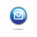 Simple blue message glossy icon design template vector
