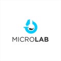 Simple blue micro lab science logo design idea Royalty Free Stock Photo