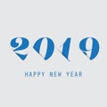 Simple Blue New Year Card, Cover or Background Design Template - 2019 Royalty Free Stock Photo