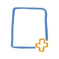 Simple blue and orange illustration of add document button for web