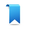 A simple blue ribbon graphic with a glossy finish and a curled top. The design is flat wi Royalty Free Stock Photo