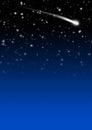 Simple Blue Starry Night Sky Background with Falling Star Tail Royalty Free Stock Photo