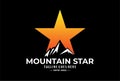 Simple Bold Black Mountain with Star for Adventure Outdoor logo design