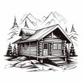 Simple Bold Black And White Cabin Interior Graphic