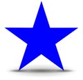 Nice illustration of a 3d look Blue star on white background. Royalty Free Stock Photo