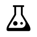 Scientific Erlenmeyer Flask with Bubbles in Black and White Icon Royalty Free Stock Photo