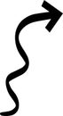 Simple, bold, hand drawn arrow with a wavy, meandering path, pointing upwards, creating a visual representation of a