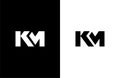 Simple Bold Initial KM Vector Logogram