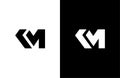 Simple Bold Initial KM Vector Logogram