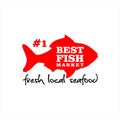 Simple bold red fish silhouette vector