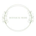 Simple botanical frame with leafy branches vector illustration.