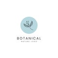 Simple botanical nature spa and beauty logo, minimalist line style flower leaf icon logo