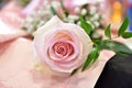 Simple bouquet composed of a very delicate pink rose