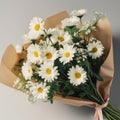 Simple bouquet with daisies and greenery. Mother\'s Day Flowers Design concept