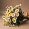 Simple bouquet with daisies and greenery. Mother\'s Day Flowers Design concept