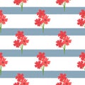 Simple bouquets of flowers on striped background. Floral seamless pattern. Royalty Free Stock Photo