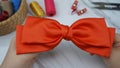 Simple bow made out of soft cotton fabric with perfect size