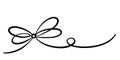 Simple bow ribbon hand drawn linear loop border, vector line art banner illustration Royalty Free Stock Photo