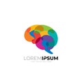 Simple brain logo and babble colorful icons Royalty Free Stock Photo