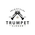 simple brand silhouette design brass musical instrument trumpet, classic jazz trumpet logo Royalty Free Stock Photo