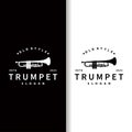 simple brand silhouette design brass musical instrument trumpet, classic jazz trumpet logo