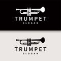 simple brand silhouette design brass musical instrument trumpet, classic jazz trumpet logo