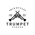 simple brand silhouette design brass musical instrument trumpet, classic jazz trumpet logo