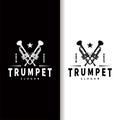 simple brand silhouette design brass musical instrument trumpet, classic jazz trumpet logo