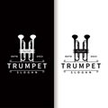 simple brand silhouette design brass musical instrument trumpet, classic jazz trumpet logo Royalty Free Stock Photo