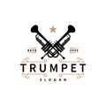 simple brand silhouette design brass musical instrument trumpet, classic jazz trumpet logo Royalty Free Stock Photo