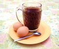 Simple breakfast of coffee and eggs