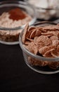 Simple Breakfast - Cornflake. pure yogurt served on black backg Royalty Free Stock Photo